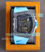 Richard Mille RM 70-01 Tourbillon Alain Prost Replica Carbon Case Blue Rubber Strap Watch